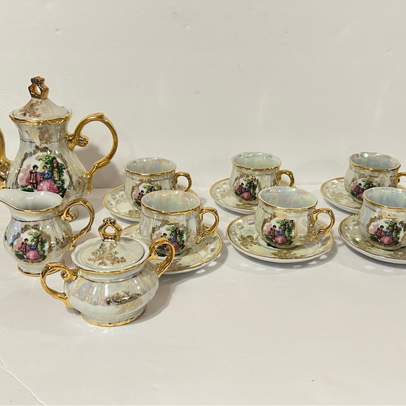 Vintage Gold and Floral Tea Set